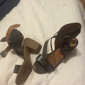 Vintage Black and Brown Heeled Sandals